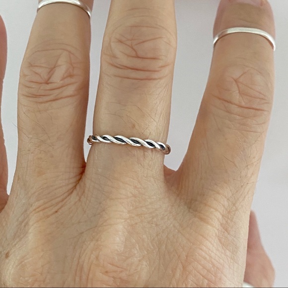Sterling Silver Braided Band, Stackable Rings, Rope, Twist, Braid Ring, Wedding - Picture 8 of 12